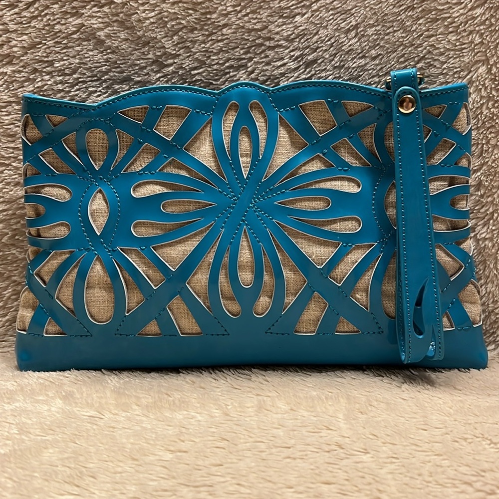 SONDRA ROBERTS New York Sky Blue Cutout Wristlet